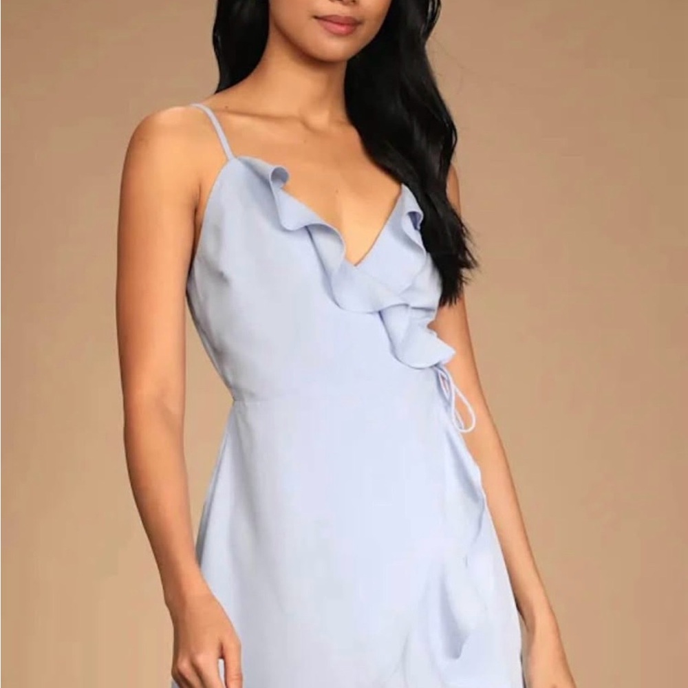 Lulu's Light Blue Ruffle Mini Dress